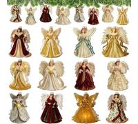 24 Pcs Christmas Wooden African American Angel Ornaments,Black Angel Christmas Ornaments,Retro Small Angels Hanging Decorations Figure for Crafts Gift for Holiday Tags Party