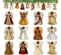 24 Pcs Christmas Wooden African American Angel Ornaments,Black Angel Christmas Ornaments,Retro Small Angels Hanging Decorations Figure for Crafts Gift for Holiday Tags Party