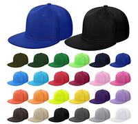 24 Pcs Classic Snapback Hats Baseball Cap Hip Hop Style Flat Bill Hats for Men Women Adjustable Trucker Hat Unisex Sport Cap, 24 Solid Colors, Acrylic and Polyester, M