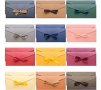 24 Pcs Colourful Envelopes, Vintage Kraft Paper Envelopes with Colored Ribbons Coloured Bow Money Envelope for Invitations Wedding Greeting Cards Birthday Party Thanksgiving Festival Cards, 12 Colour