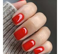 24 PCS Coral Pink Press On Gel Nails - Soft Gel Material, Multiple Sizes, Reusable with Jelly Adhesive Tabs & Nail Buffer for Women, Elegant Glossy Solid Color (Coral Pink)