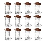 24 Pcs Cowboy Boot Shot Glasses Set, 12Pcs 1oz Plastic Mini Western Cowboy Shots Cups with 12Pcs Matching Hats, Western Themed Shot Glasses for Bachelorette, Birthday Wedding Bar Party Supplies