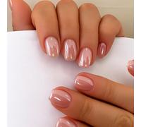 24 PCS Creamy Nude Pink - Press on Nails Short Square Shape Sheer Soft Beige Tint Natural Nude Manicure - Minimalist Clean Style Everyday Elegant Look for Women