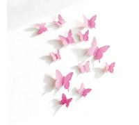 24 pcs Cute Pink 3D Butterfly Wall Stickers,Removable Wall Stickers,Waterproof PVC, Butterflies Wall Decor for Nursery,Wall， Refrigerator and Window Decorations
