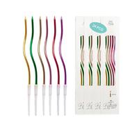 24 PCS Deep Colorful Spiral Birthday Candles for Cake & Cupcake, Tall Candles with Holders, 15CM Long, Colorful Years Theme, Elegant Decor for Retirement, Anniversary, Wedding Party Supplies