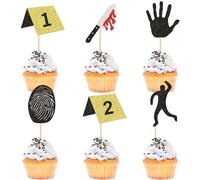 24 Pcs Detective Topper Cupcake Toppers Werewolf Themed Decorations for Crime Scene Decorations Detective Birthday Party Decorations Supplies