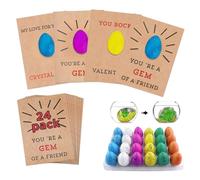 24 Pcs Dinosaur Growing Eggs With Cards 3×2cm Dinosaur Hatching Eggs Hatching Egg Grow In Water Crack Valentines Day Toy Party Favors For Over 3 Year Old Preschool Classroom Prize