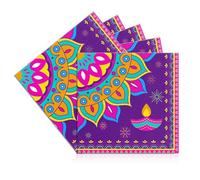 24 Pcs Diwali Decorations for House Napkins,33cm Indian Diwali Diyas Cocktail Napkins,Disposable Serviettes for Dinner Party Birthday Wedding Event Indian Festival of Lights Theme Decorations