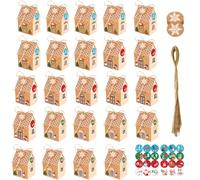 24 Pcs DIY Christmas Advent Calendar Boxes, Empty Advent Calendar Boxes to Fill Yourself, Christmas Countdown Boxes with 1-24 Number Stickers for Family and Friend