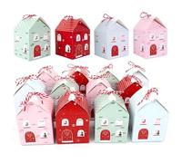 24 Pcs DIY Christmas Advent Calendar Boxes to Fill,Empty Advent Calendar Houses Boxes,Countdown Advent Calendars Gift Boxes for Kids,Boxes for Treats and Candys