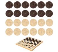 24 Pcs Draughts Pieces,Draughts Checkers Backgammon Pieces,Wooden Checkers Pieces,Durable Backgammon Chess,Quality Stackable Checkers Pieces for Board Game Learning Camping(Wood Color&Brown)