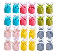 24 Pcs Easter Bunny Bags Velvet Bag with Drawstring Rabbit Ear Design Bunny Candy Gift Bag Cookies Chocolate Egg Goody Stuffer Easter Baby Shower Party Favor Gifts Classroom Rewards Birthday Wedding