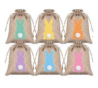 24 Pcs Easter Burlap Bag,Easter Gift Bags,Bunny,Egg Hunt Bags with Handles,Bunny Egg Treat Sweet Goody for Party Supplies