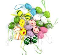 24 Pcs Easter Eggs 4cm with Ribbon, Colorful Easter Egg Hunting Decorations Easter Holiday Decorations Perfect for Party and Seasonal Decorations