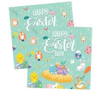 24 Pcs Easter Napkins Paper,33cm Disposable Serviettes Tissue Paper Spring Easter Party Napkins with Egg Bunny Rabbit Chick for Easter Luncheon Dinner Tea Party Easter Decorations Tableware Decor