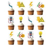 24 Pcs Electrician Cupcake Topper Light Bulb Cake Decorations Power Electrician Lineman Party Supplies