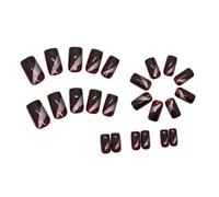 24 Pcs Elegant Full Covers Stick On Nails Mediums Length False Nails Reusable Press On Nails Cats Eye Artificial Nails