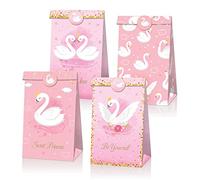 24 Pcs Elegant Swan Theme Gift Bags Set with Decorative Stickers, Perfect for Upscale Parties, Celebrations, and Gift Giving Occasions