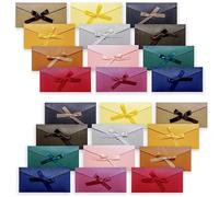 24 Pcs Envelope With Ribbon Bow, 12 Colors Colourful Mini Gift Envelopes, Kraft Paper Retro Multi Coloured for Festival Card Christmas