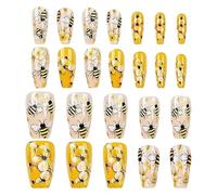 24 Pcs Fake Fake Flowers Manicure Art Pastable Reusable Long Lasting Modern Design | Elegant Dating Kit by