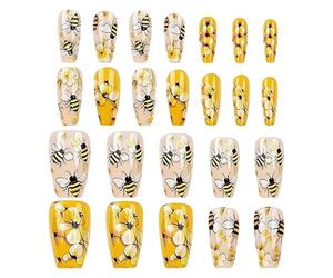 24 Pcs Fake Fake Flowers Manicure Art Pastable Reusable Long Lasting Modern Design | Elegant Dating Kit by