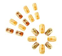 24 Pcs Fall Artificial Nails Short Square False Nails Thanksgiving Press On Pumpkins Full Covers Stick On