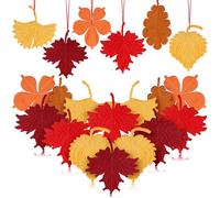 24 Pcs Fall Maple Leaf Ornaments for Tree Crochet Ornaments Thanksgiving Maple Leaf Hanging Pendant for Tree Decorations Autumn Leaves Birch Ginkgo Garland Table Decorations 6 Style