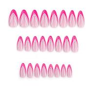 24 Pcs Fashionable Almond Acrylic Glittering Press On Nails Short Length False Nails Artificial Nails Decors For Women