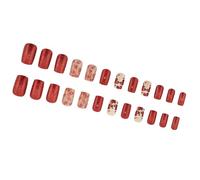 24 Pcs Festival False Nails Valentines Day Press On Glittering Acrylic Heart Full Covers Stick On