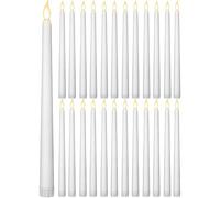 24 Pcs Flameless Taper, LED Faux Wax Candle Lights LED Candles Battery Operated Candles Flickering Taper for Birthday Christmas Wedding Party (White, Basic)