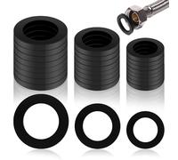24 PCS Flat Rubber Washers, Black Round Gasket Assortment, 19/24/30mm Rubber Washers for Plumbing - Household/Hose/Faucet/Shower Head Connection/Screws Bolts