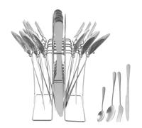24 Pcs Flatware Set with Silverware Holder Stainless Steel Silverware Set Mirror Polished Tableware Sets Practical Cutlery Sets for Home Kitchen Gathering(Silver)