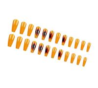 24 Pcs Flower Press On Nails Long Glossy Coffin False Nails With Glitters Designs Full Covers Stick On Nails For Women
