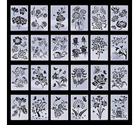 24 Pcs Flower Stencil Bird Sunflower Butterflies Spring Summer Stencil Templates for Flowers Reusable Branches Leaf Painting Drawing Stencil for Painting on Wood Wall Canvas Door Home Decoration (A)