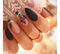 24 Pcs French Tip Artificial Nails Christmas Artificial Snowflake Stick On Glittering Press On