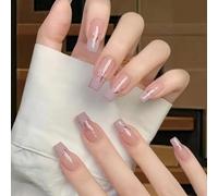 24 PCS French Tip Fake Claw Butterfly Press Claw Simple Stick Nail Long Ballerina Acrylic Nail for Party