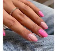 24 PCS French Tip Nails Shining Fake Nail Short Round Pressed Nail Simple Artificial Acrylic Nails