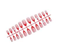 24 Pcs French Tip Press Nails Almond Shape Stick-on Nails Sweet Ribbon Artificial Nails Valentine's Day Nail