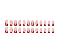 24 Pcs French Tip Stick On Nails Glossy False Nails Long Square Press On Nails Fashion Artificial Acrylic Nails