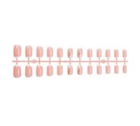 24 Pcs French Tip Stick On Nails Glossy False Short Square Press On Wheat Artificial Acrylic