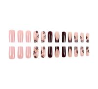 24 Pcs French Tip Stick On Nails Valentines Day False Nails Mediums Square Press On Flower Artificial