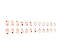 24 Pcs French Tip Stick On Nails Valentines Day False Simple Heart Artificial Short Oval Press On