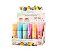 24 Pcs Fruit Lip Balm, 5 Fruit Flavored Natural Bulk Lip Balm, Lip Balms Pack with VE, Lip Balms Gift Set Women Stocking Stuffers Party Favors, Moisturizing&Soothing