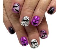 24 Pcs Full Covers Stick On Nails Short Square False Halloween Artificial Press On Halloween