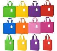 24 Pcs Gift Bag with Label, Non-Woven Gift Tote Bags with Handles Toy Goody Sweet Gift Bags for Party,Kids' Birthday,Wedding Party Supplies