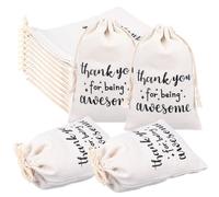 24 Pcs Gift Drawstring Bags for Employee Coworker Teacher Colleague, Thank You for Being Awesome Bags, Thank You Gift for Employee Coworker Appreciation(4 x 6 Inch,White & Black)