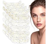 24 PCS Glitter Freckles, 6 Styles Gold Waterproof Glitter Stickers, Long Lasting Glitters Freckles Face Tattoo For Daily Use, Halloween, Carnival And Parties, Easy To Remove by Make-Up Cleansing Oils