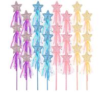 24 Pcs Glitter Star Magic Wand Fairy Wands Star Glitter Princess Wands Magic Dress-up Wand Angel Fairy Costume Props Sticks for Birthday Halloween Christmas Cosplay and Party Favors