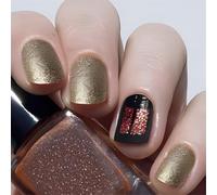 24 Pcs Glittering Artificial Nails Thanksgiving False Leaves Press on Square Full Covers Stick on