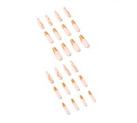 24 Pcs Glittering Autumn Winter False Striped Stick on French Tip Artificial Acrylic